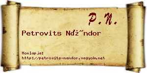 Petrovits Nándor névjegykártya