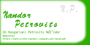 nandor petrovits business card